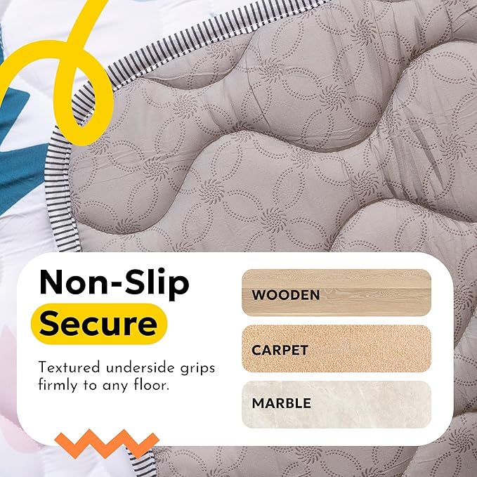 Miotetto Baby Mat for Floor, 73" x 73" Playpen Mat, Thick Soft Foam Padding Baby Play Mat, Portable Quilted playmat - Washable Baby Floor Play mat, Non-Slip Play Mat for Babies & Toddlers