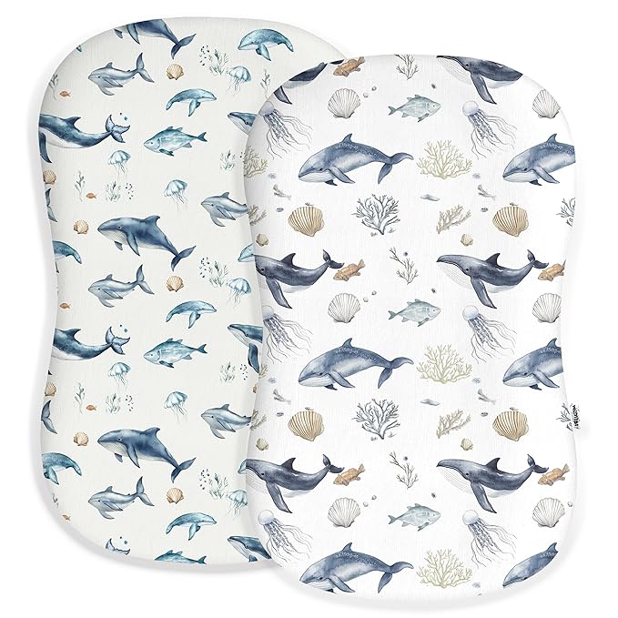 Baby Lounger Cover for Boys and Girls, Soft Breathable Polyester Cover, Fits Most Lounger Pillows, Cute Patterns, Durable and Machine Washable (Aquatic Adventures, Zipper)