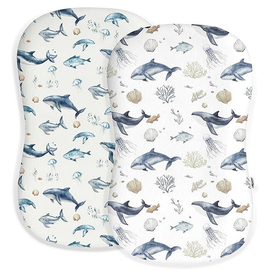 Baby Lounger Cover for Boys and Girls, Soft Breathable Polyester Cover, Fits Most Lounger Pillows, Cute Patterns, Durable and Machine Washable (Aquatic Adventures, Zipper)