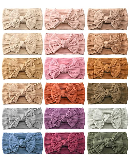 jollybows 18pcs Baby Nylon Headbands Hair Bow Elastics Hairbands Hair Accessories for Baby Girls Newborn Infant Toddlers Kid