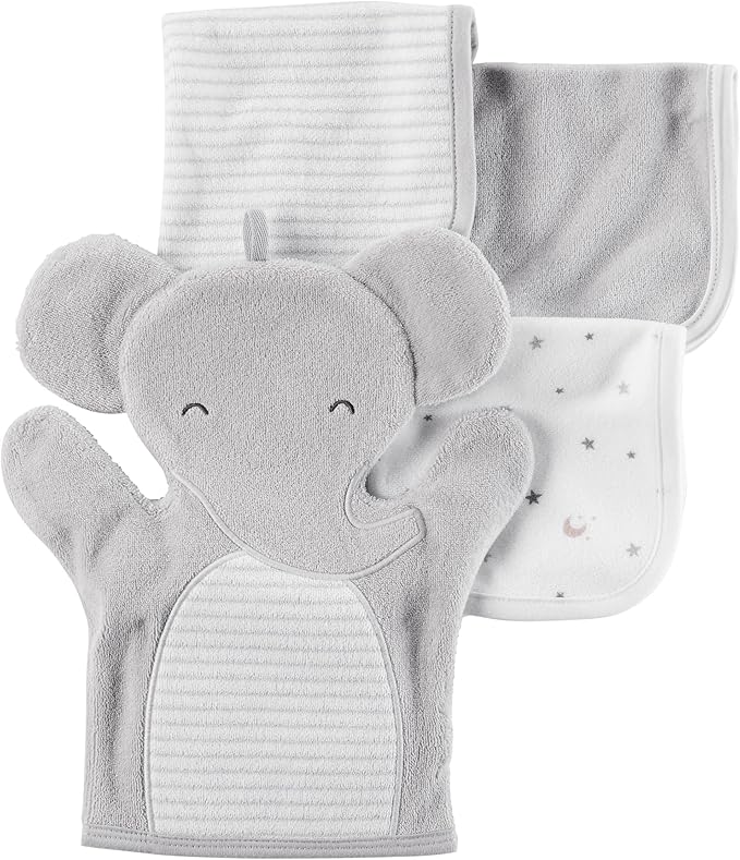 Carter's 4-Pack Elephant Washcloth Set Gray None