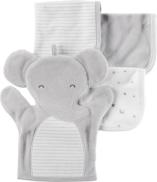 Carter's 4-Pack Elephant Washcloth Set Gray None