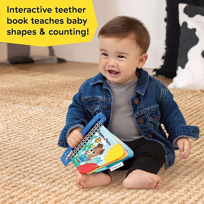 Baby Einstein Farm Explorers Shapes at The Farm Teether Book, Multisensory, Ages Newborn and Up