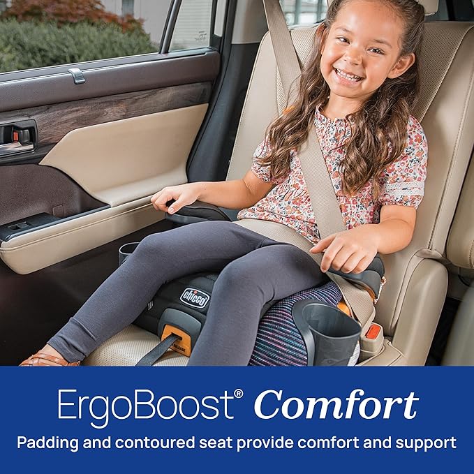 Chicco GoFit ClearTex Plus Backless Booster Car Seat, Latch Attachment, Quick-Release Latch Removal, Portable Car Booster Seat for Children at Least 4 Years Old and 40-110 lbs, Confetti/Black