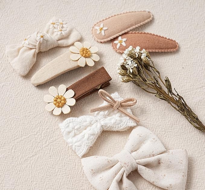 Fancy Clouds 20 Pcs Hair Clips for Girls with Bows Butterfly Flower,2" Fully Lined Alligator Clips and Barrettes,Handmade Hair Accessories for Baby Toddler Young Kids School Age Girls Gifts
