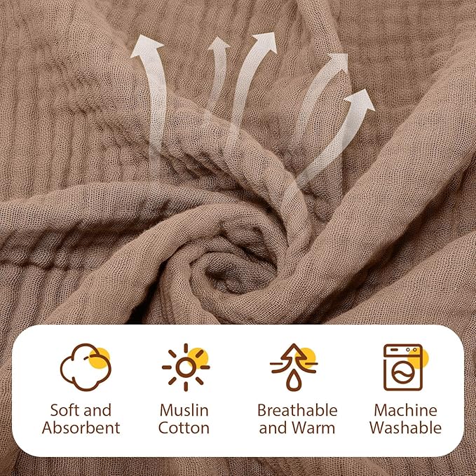 VitalCozy 8 Pcs Baby Muslin Hooded Bath Towels and Washcloths Muslin Cotton Hooded Baby Towels Absorbent Blankets for Gift Newborn Infant Shower (32 x 32 Inch,Modern Style)