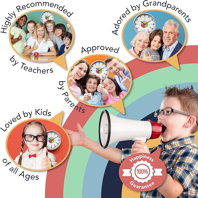 OWLCONIC Telling Time Teaching Clock - Bundled with Kids Watch. Learn to Tell Time Resources. Blue