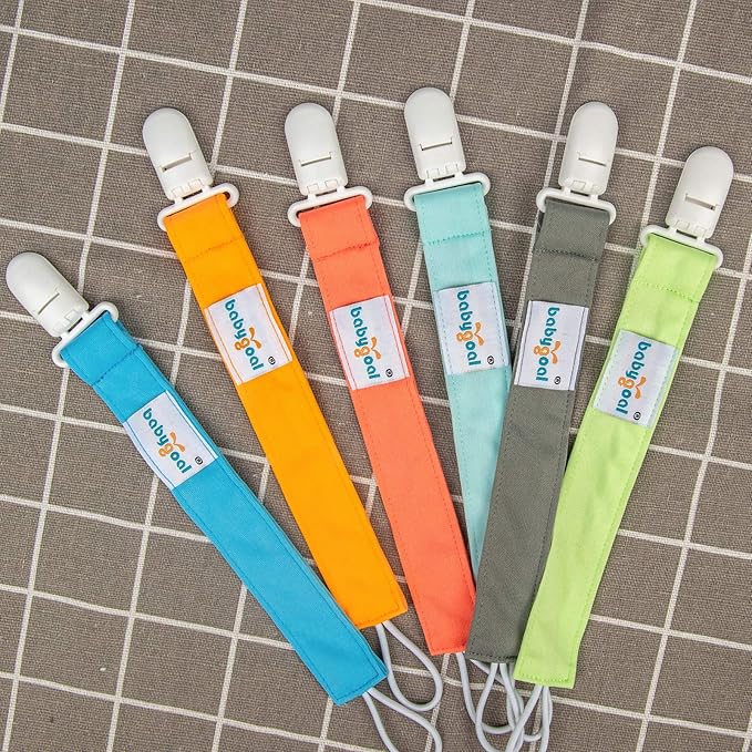 babygoal Neutral Pacifier Clips with 2pcs Pacifier Cases, 6 Pack Binky Paci Holder Leashes Fits for Most Baby Pacifiers and Binkies