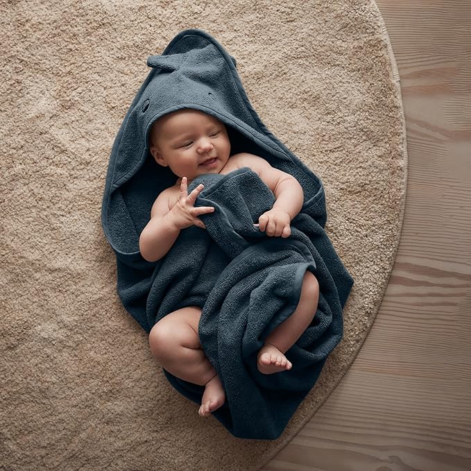 Hooded Baby Towels - 100% Organic Cotton Baby Bath Towels for Baby Boy 32" x 32" Super-Soft and Absorbent Baby Towels for Newborn (Dino - Tradewinds)
