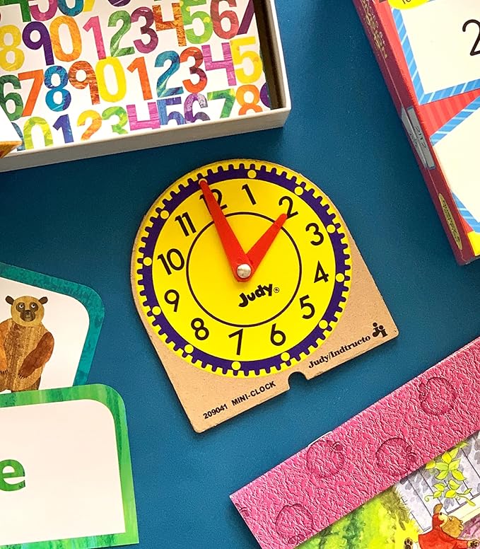 Judy Carson Dellosa 12 Mini Judy Clocks Set, 4" x 4" Learning Clock for Kids Ages 4-8, Kids Analog Clock for Teaching Time, Teaching Time Activity Set for Schools, Homeschool and Daycare