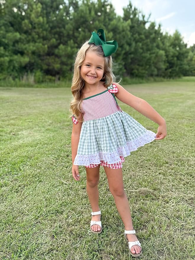 Wee Ones Girls' Classic Grosgrain Hair Bows with Plain Wrap Center, No-Slip Hair Clip, Handmade, Forest Green, Mini King