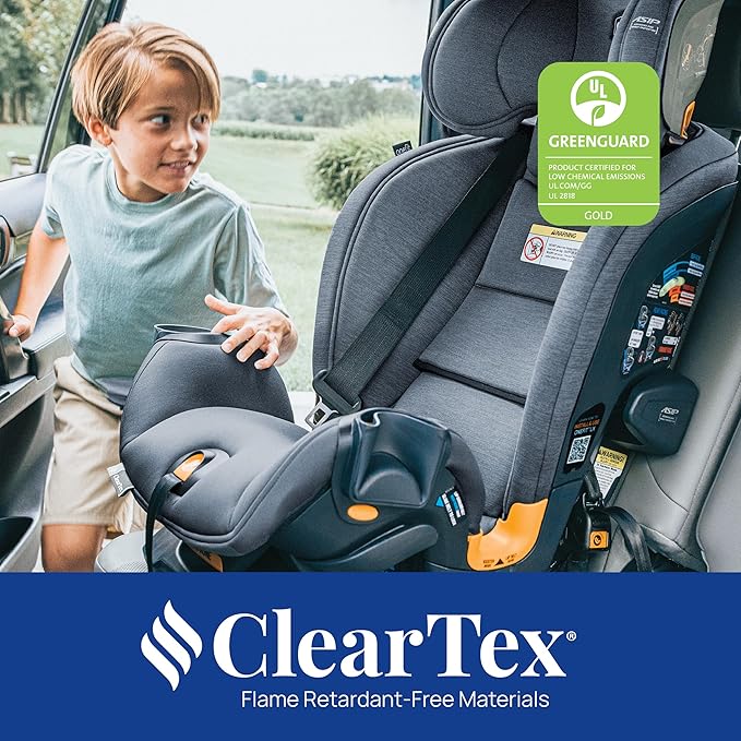 Chicco OneFit LX ClearTex All-in-One Car Seat with LeverLock Installation, Slim Design, Convertible Car Seat, Seat for Infants and Children 5-100 lbs, Lupine/Purple