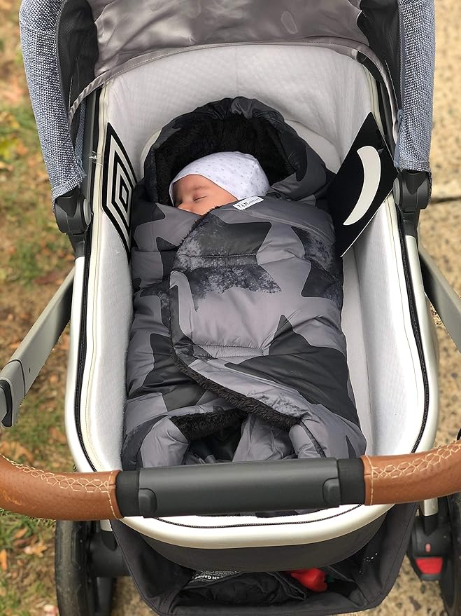 7AM Enfant Baby Car Seat - Nido Quilted Baby carier Cover, Hooded Soft Plush Lining, Stroller | (Stella Grand, Large 6-18M)
