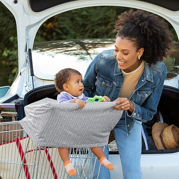 Munchkin® 5-in-1 Baby Car Seat Cover – Versatile Nursing Cover Up for Breastfeeding, High Chair and Carrier Protection with XtraGuard™ Silver-Ion Technology, Grey