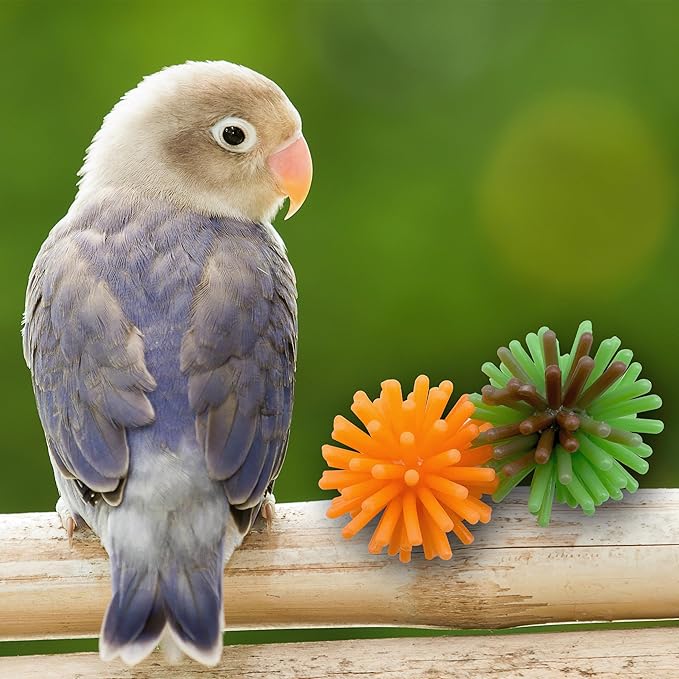 by M&M 2142 Pk24 Rainbow Spike Balls - Classic Rubber Bird Foot Toys, Soft Spikes, Lighweight, Fun to Grab, Small Pets Budgie Cockatiel Lovebird Parrotlet