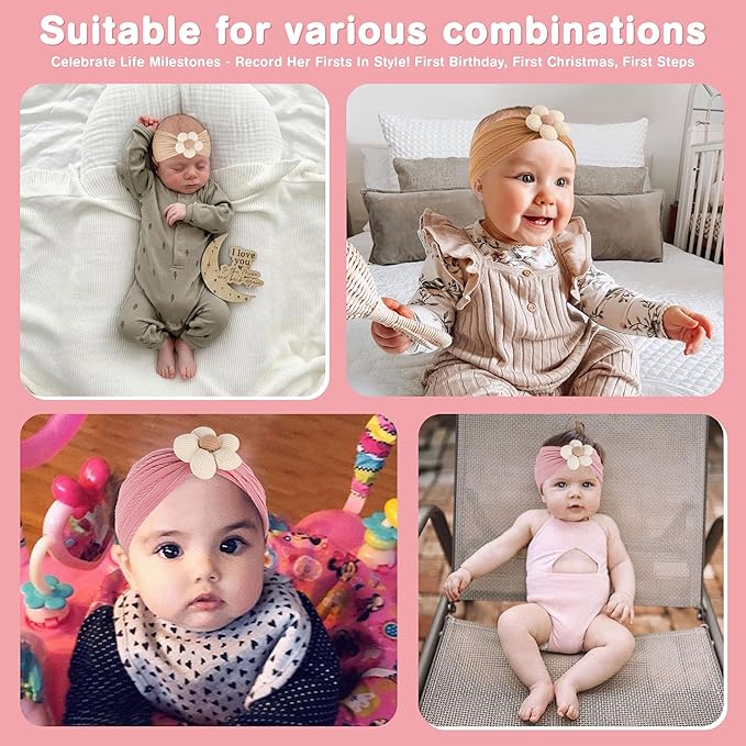 lucdnc 6 Pcs Baby Girls' Headbands Gifts for Newborn Infant Toddler Handmade Soft Comfortable Elasticity Nylon Baby Flower Hairbands Essentials Accessories