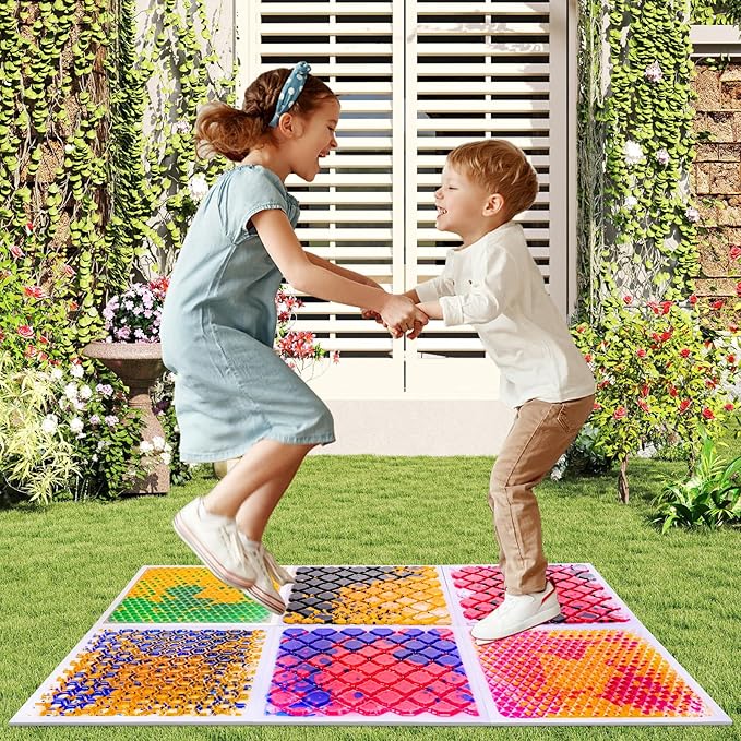 Sensory Liquid Play Mats : 6-Tile Color-Changing Exercise Floor Mats for Children(6PYXM1)