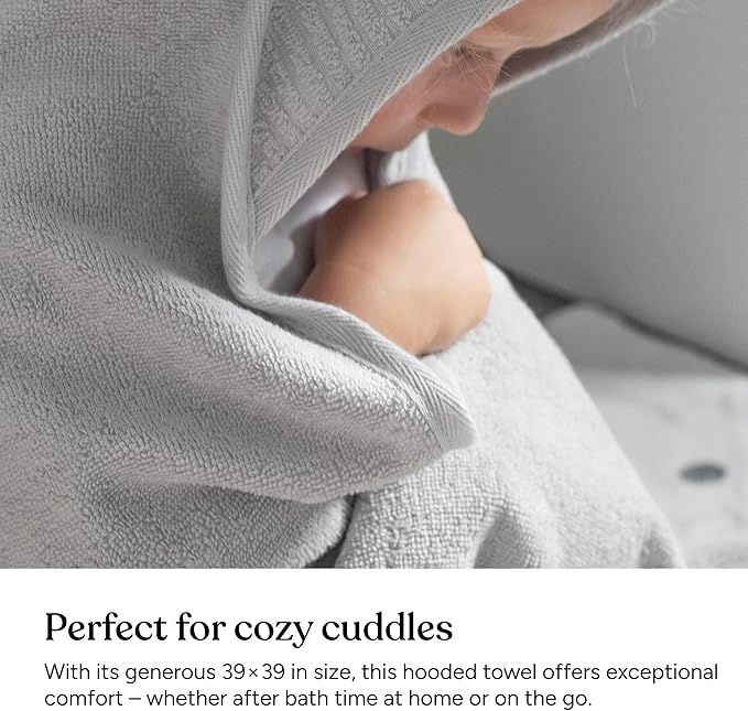 Ehrenkind® Hooded Towel, Baby Towel with Hood Made of Cuddly Soft Organic Cotton, Bath Towel in 100 x 100 cm, Light Grey, Children's Bath Towel, As Baby First Equipment Newborn or Baby Gift