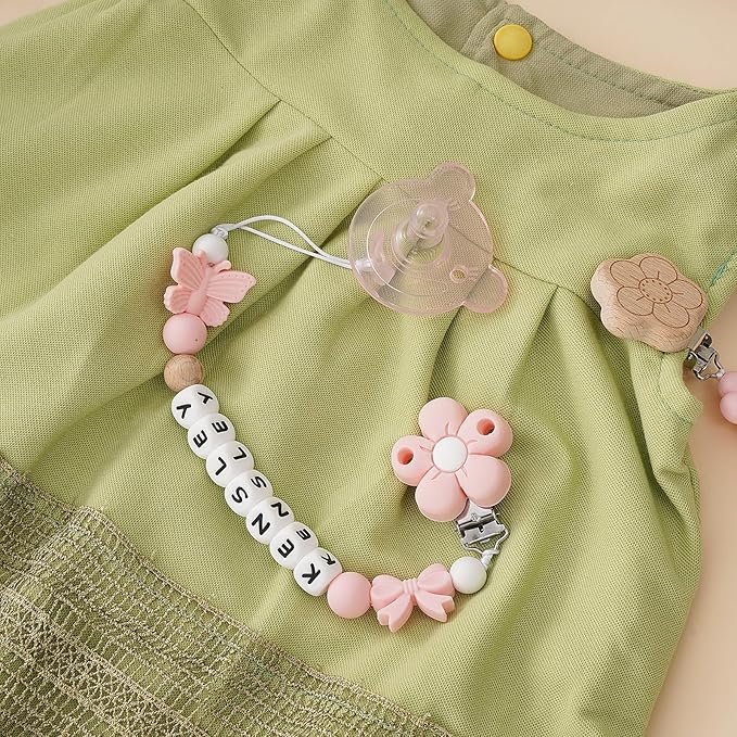 Personalized Baby Pacifier Clip with Name, Customized Name Silicone Holder Clip for Boy Girl