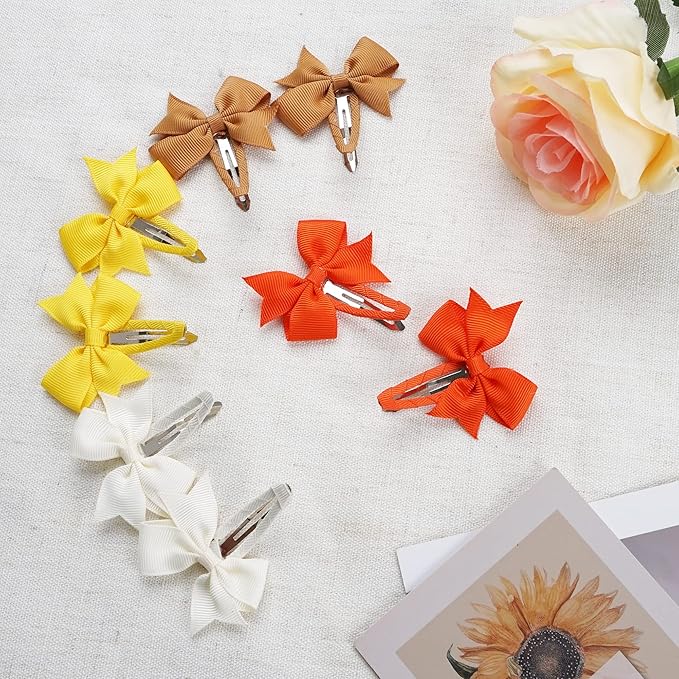 40PCS Snap Hair Clips with Bows Grosgrain Ribbon, 2 Inch Hair Bows Clips No Slip Hair Barrettes for Toddlers Baby Girls Kids in Pairs