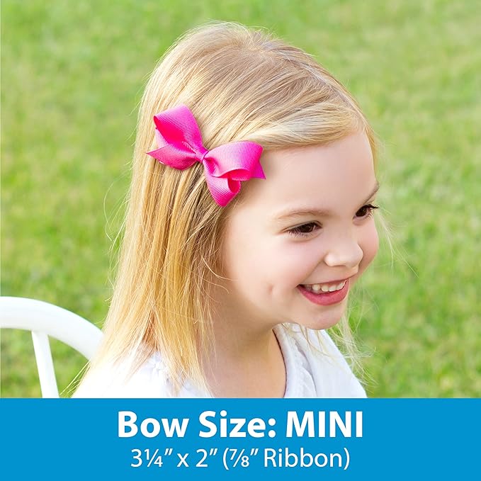 Wee Ones Baby Girls' Mini Classic Grosgrain Hair Bow on a WeeStay Clip w/Plain Wrap Center - Antique White,One Size