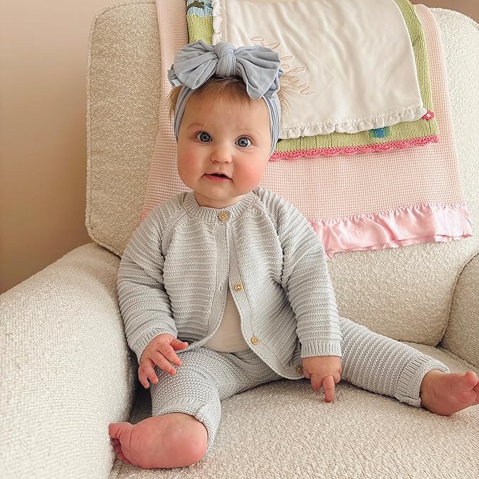 Baby Bling 2PK FAB-BOW-OUS®: dusty blue + white