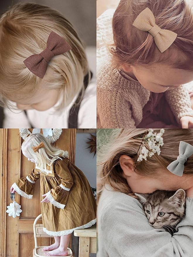 FANCY CLOUDS Baby Hair Clips with Baby Girl Bows,20pc Boutique Handmade Fully Lined Hair Barrettes Hair Accessories for All Age Girls Toddlers Infants