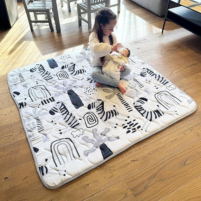 Miotetto Baby Mat for Floor, 50" x 50" Playpen Mat, Thick Soft Foam Padding Baby Play Mat, Portable Quilted playmat - Washable Baby Floor Play mat, Non-Slip Play Mat for Babies & Toddlers