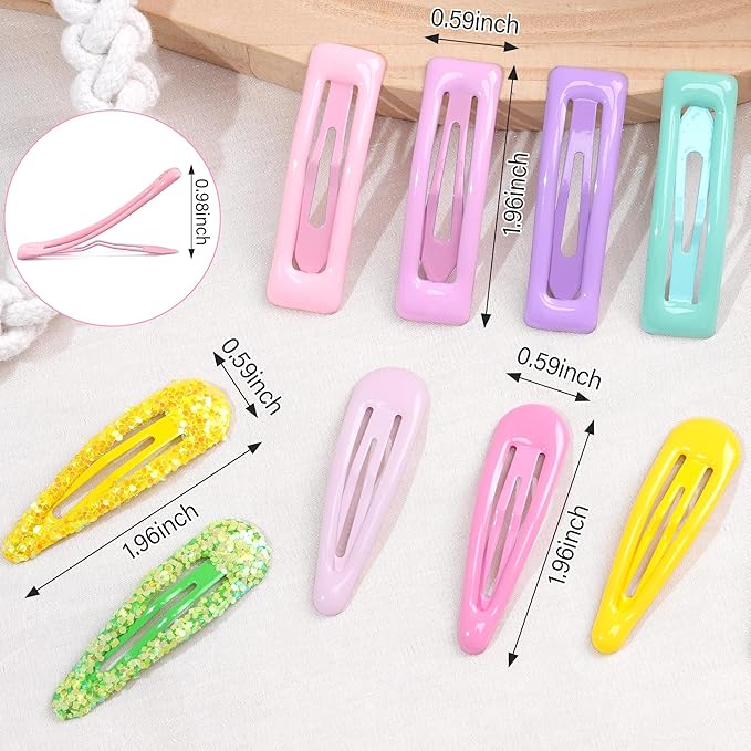 CÉLLOT 96 Pieces 2 Inch Snap Hair Clips No Slip Metal Hair Clip Barrettes for Girls Toddlers Kids Women