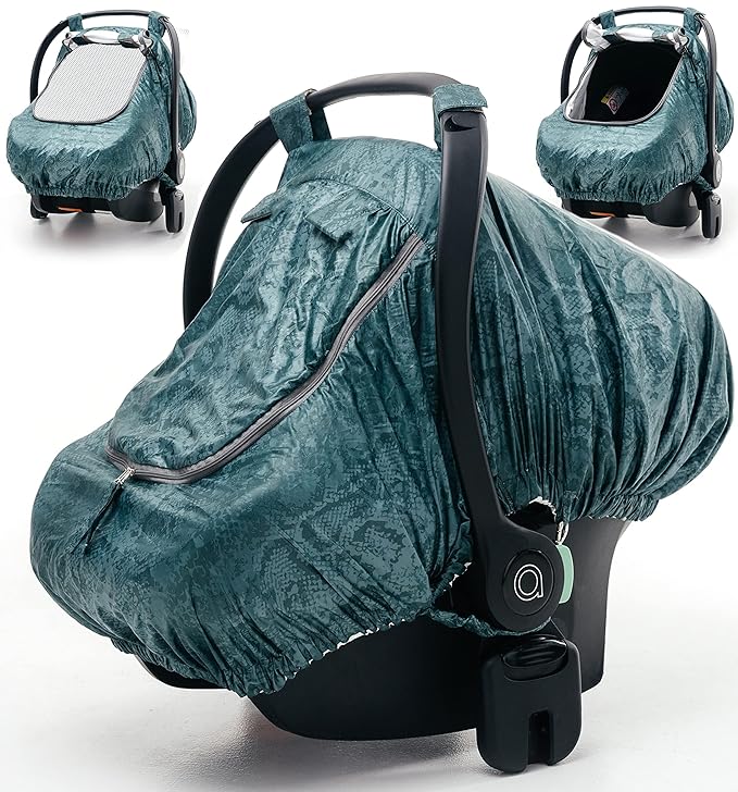 Universal Fit Car Seat Covers for Babies by SA ACCESSORIES – Waterproof Infant and Baby Car Seat Cover with Storage Bag - Carseat Canopy for Boys and Girls – Green Snake