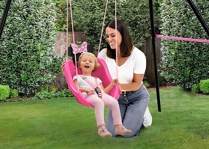 Disney Minnie Mouse 2-in-1 Outdoor Swing by Delta Children – for Babies and Toddlers – Full Bucket Seat