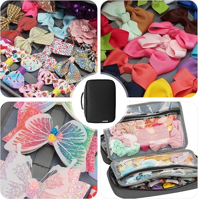 Micom Hair Accessories Storage Bag For Baby Girls, Hair Bow Organizer, Multifunctional Hair Accessories Storage Carrying Case for Display Hair Clips, Headbands, Scrunchies, Travelling Storage Bag
