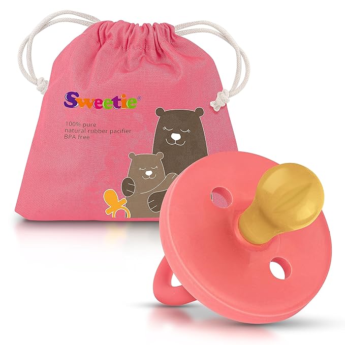 SWEETIE Rubber Pacifier Natural Rubber Pacifier Rounded Pink Medium 6-12 Month
