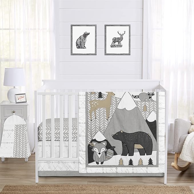 Sweet Jojo Designs Grey Boho Boy or Girl Baby Playmat Tummy Time Infant Play Mat - Gray and White Woodland Forest Tribal Arrow Unisex