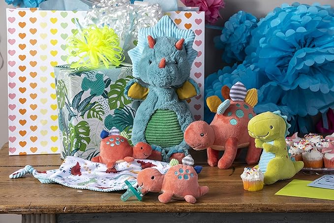 Mary Meyer Pebblesaurus Soft Toy Baby Rattle, 5-Inches, Green Dino (Pack of 2)