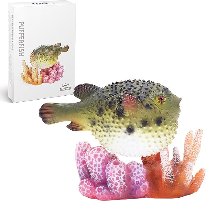 Gemini&Genius Pufferfish Toys for Kids, Realistic Puffer Fish Action Figures, Blowfish Toys, Under The Sea Life Figure Educational Gifts, Displays or Play Models, Collection for Kids Animal Lovers