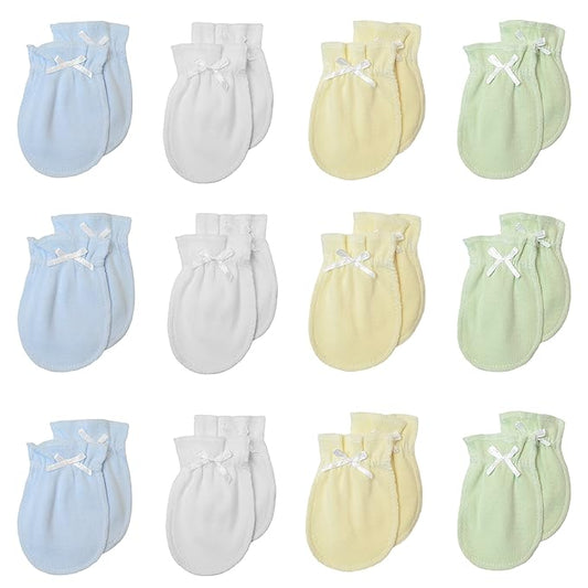 TL Care Newborn Baby 100% Cotton Scratch Free Mittens, for Boys