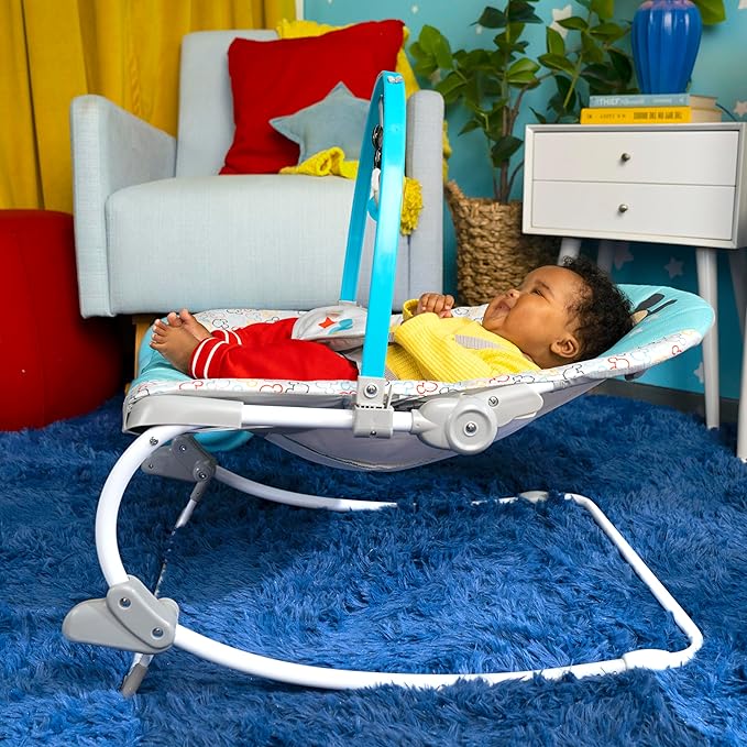 Bright Starts Disney Baby Mickey Mouse Infant to Toddler Rocker & Seat with Vibrations and Removable -Toy Bar, 0-30 Months Up to 40 lbs (Original Bestie)