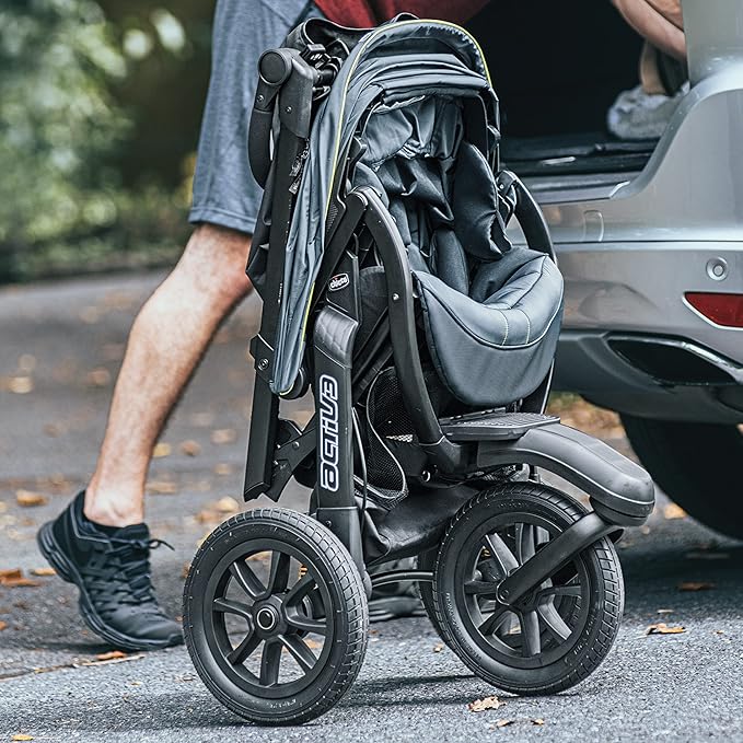 Chicco Activ3 Jogging Stroller Travel System, Activ3 Jogging Stroller with KeyFit 30 Infant Car Seat and Base, Solar/Grey
