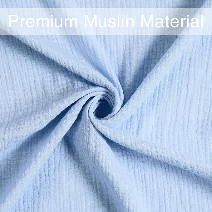 Meracorallo Muslin Mini Crib Sheet, Pack n Play Fitted Sheet, Soft and Breathable Pack and Play Playard Mattress Sheet for Baby Boys and Girls, Sky Blue
