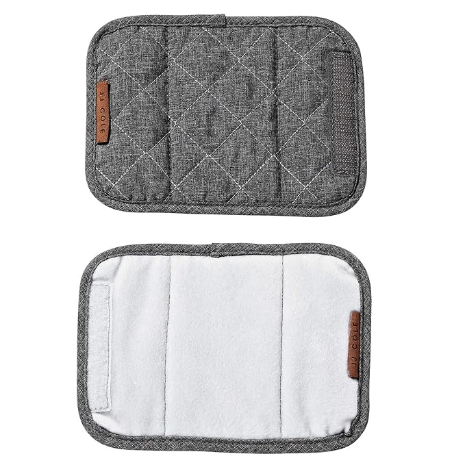 JJ Cole Reversible Seat Belt Covers - Quilted Seat Belt Cover for Car Seat Straps - Heather Gray - Car Seat Belt Cover - Baby Travel Essentials