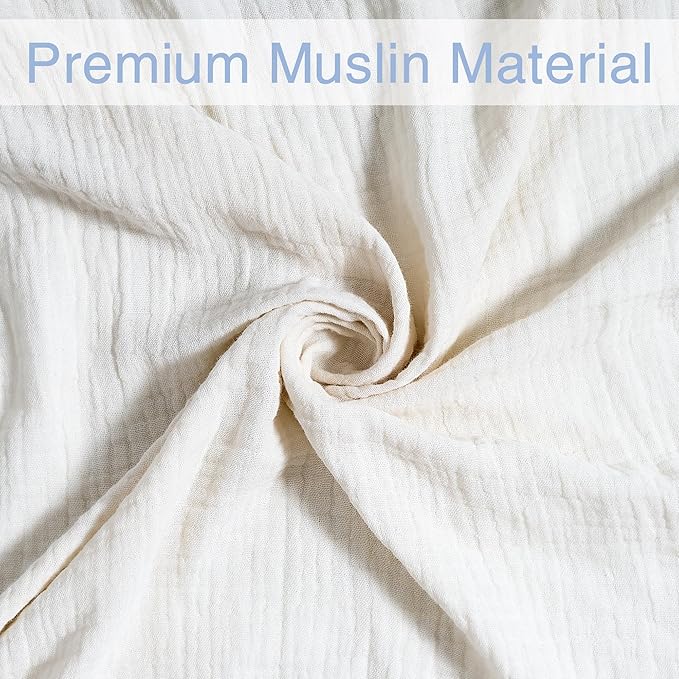 Meracorallo Muslin Mini Crib Sheet, Pack n Play Fitted Sheet, Soft and Breathable Pack and Play Playard Mattress Sheet for Baby Boys and Girls, Cream