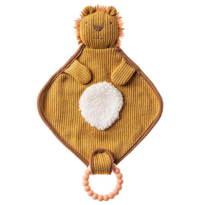 Mary Meyer Knitted Nursery Lovey with Silicone Teether, 10-Inches, Lion