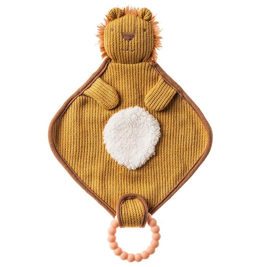 Mary Meyer Knitted Nursery Lovey with Silicone Teether, 10-Inches, Lion