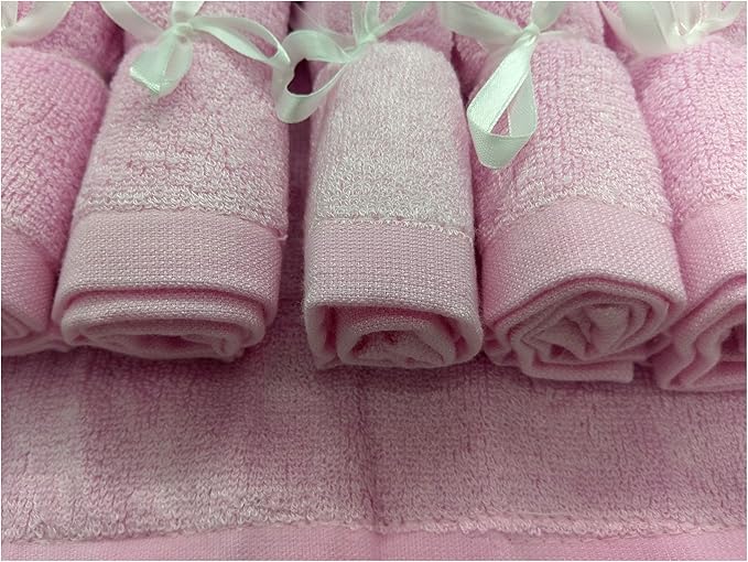 BY LORA Soft Face Cloths for Newborn, Absorbent Bath Face Towels, Baby Wipes, Burp Cloths or Face Towels, 6-Pack, Pink