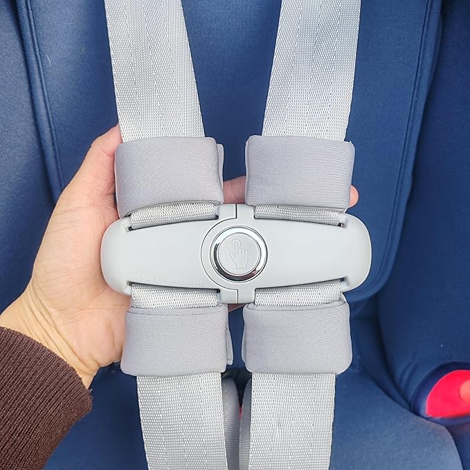 Universal Child Car Seat Chest Harness Clip Universal Safer Belt Clip Buckle Lock Stroller Chest Clip Adjustable Guard for Baby and Kids (Gray Chest Buckle Set)