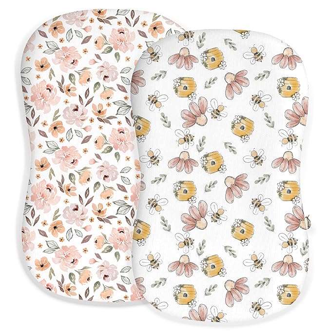 Baby Lounger Cover for Boys and Girls, Soft Breathable Polyester Cover, Fits Most Lounger Pillows, Cute Patterns, Durable and Machine Washable (05-Bee, Envelope)