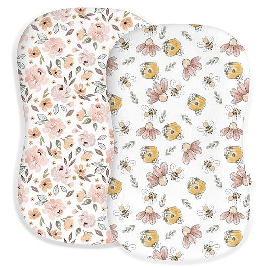Baby Lounger Cover for Boys and Girls, Soft Breathable Polyester Cover, Fits Most Lounger Pillows, Cute Patterns, Durable and Machine Washable (05-Bee, Envelope)