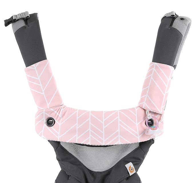 Premium Drool and Teething Reversible Cotton Pad | Fits Ergobaby Four Position 360 + Most Baby Carriers | Pink Herringbone Design | Hypoallergenic | Great Baby Girl Shower Gift by Mila Millie
