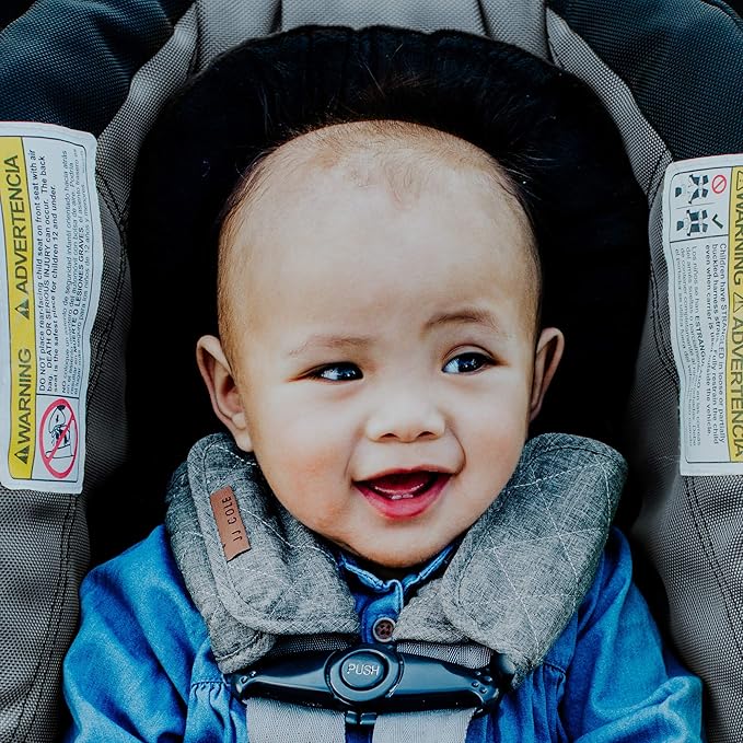 JJ Cole Reversible Seat Belt Covers - Quilted Seat Belt Cover for Car Seat Straps - Heather Gray - Car Seat Belt Cover - Baby Travel Essentials
